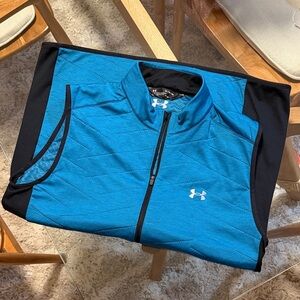 Under Armour Teal-Blue and Black Zip Athletic Vest with side pockets